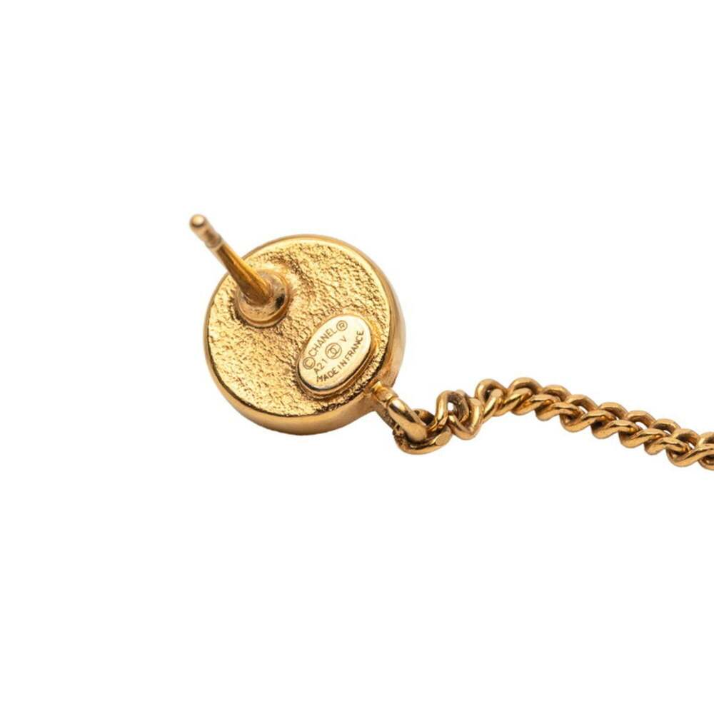CHANEL Gold Pearl Logo Earrings - Picture 3 of 3